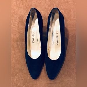 Vintage Charles Jourdan Black Suede (Dino Veau Black) high heel shoes si…